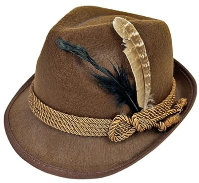 Pdakieyxnd Trachtenhut Jägerhut Herren Damen Trachtenhüte Kinder Tracht Jäger Kopfbedeckung Jagdhut Mottoparty Kostüm Bayerischer Filzhut Oktoberfest Hüte Zubehör Outfit Schützenhut, fee, One Size