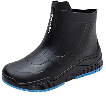 Generisch Bottes en caoutchouc pour homme et femme : bottes de pluie courtes chaussures de jardin imperméables bottines de travail légères à enfiler couleur unie bottes de voile chaussures de pluie