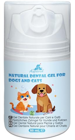 Aspand Gel Denti Puliti Naturale per Cani, Dentifricio per Cani, Pulizia Denti Gengive, Cura Dentale del Cane, Proteggere dalla Formazione del Tartaro e Prevenire l’alito Cattivo, 50ml