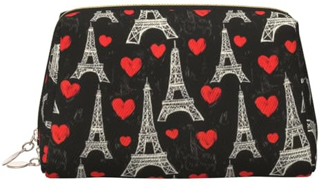 GVYGVY Grande borsa da viaggio per il trucco, con stampa Torre Eiffel, in pelle PVC, con cerniera, portatile, impermeabile, per la cura della pelle, borsa da toilette da donna