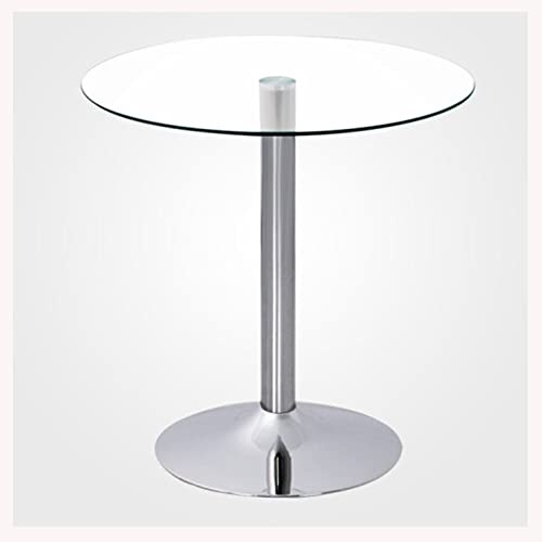 Moderno tavolo da pranzo rotondo in vetro con piedistallo cromato, elegante tavolo da bistrot per 2-4 posti, perfetto per cucine e angoli colazione