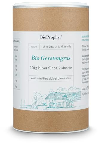 BioProphyl® BIO Gerstengras - 300 g junges Gerstengraspulver aus kontrolliert biologischem Anbau aus Deutschland - Superfood - besonders nährstoffreich - 100% vegan und frei von Gluten -