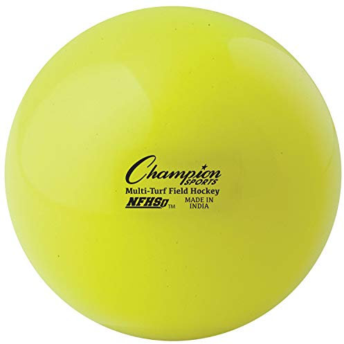 Champion Sports Feldhockeybälle, reguläre Größe, 12er-Pack, je 7 cm – NFHS-zertifiziertes Sport-Hockeyball-Set für Felder, Gras, Rasen – langlebig, federnd, leicht, helle Farben – Gelb