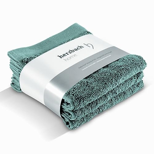 herzbach home Seiftuch 3er Set 30 x 30 cm – Hochwertige, weiche & saugstarke Mini-Handtücher in Premium-Qualität – 100% natürliche Baumwolle (Ozeangrün)