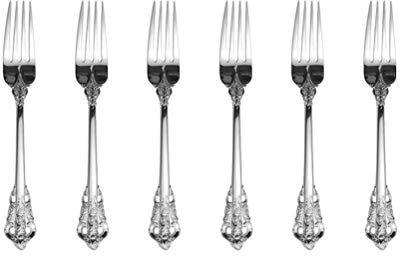 Silber Besteck-Set Barock, Antik Look, aus 18/10 Edelstahl Spiegelpolierte, ideal für Haus, Küche, Restaurant, Hochzeit, Partys, Nachmittagstee, Dessertgabeln 6-teiliges, Länge 18cm