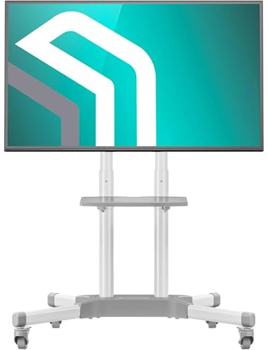 ONKRON TV Ständer Bodenständer Standfuß höhenverstellbar schwenkbar für 32-65 LED Zoll Flach&Curved Fernsehstand bis zu 45kg Max VESA 600x400 Weiß