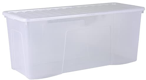 Wham Crystal 2 x 133L Stackable Plastic Storage Boxes with Lids | Ideal for Home, Office, Toys & More | Extra large Boxes | Made in UK - Clear