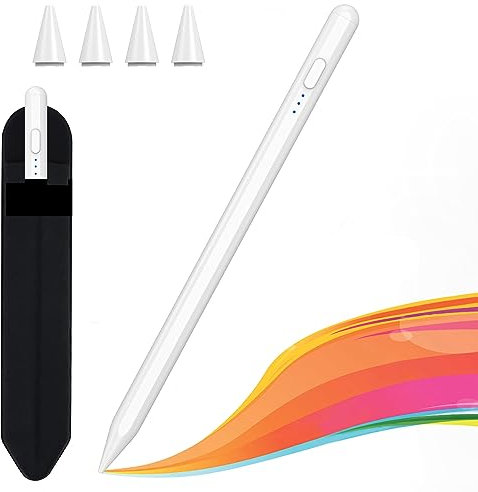 Lápiz táctil para iPad 2018-2023,Lápiz táctil con Lápiz Stylus Magnético y Sensible a la Inclinación y Rechazo de Palma,Compatible iPad 10/9/8/7/6 Generación/Pro 11/12.9/Air 3-4/Mini 5/6,4 Puntas