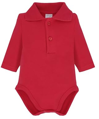 Ellepi body de bebé con cuello alto y manga larga en algodón cálido, rojo, 12 meses