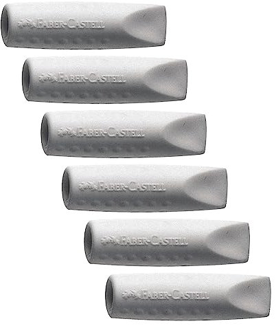 FABER-CASTELL 205049 - Radiergummi Grip 2001 Eraser Cap, 12 Radierer zum aufstecken
