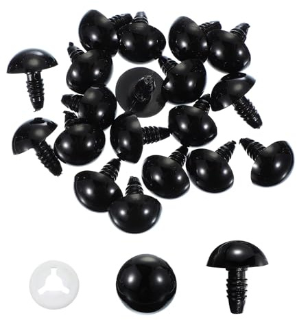 PATIKIL 40Pz Occhi Sicurezza 16mm, Occhi Plastica Artigianato Pellicola Protettiva Occhi Sicurezza Rondelle per Animali Peluche Giocattoli Uncinetto Bambole Fai da Te Artigianato, Nero