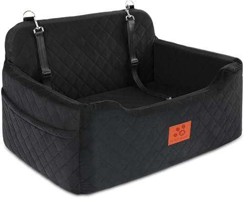 Dog Car Seat for Medium/Large Dogs, Dog Seat Ded for Under 50lbs or 2 Small Dogs, Detachable and Washable Pet Car Seat, Multi-Functional Travel Pet Bed(Black)