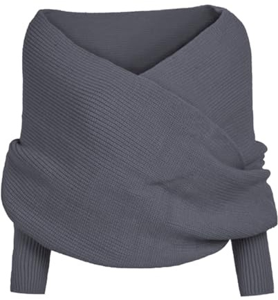 Icegrey Bufandas de Punto de Invierno Cálido Chal de Bufanda con Manga Envuelva Cálido de Invierno Pañuelos Bufandas Abrigo Lana con Mangas para Mujeres, Gris oscuro