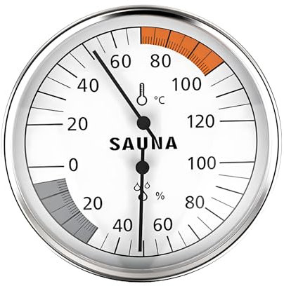 Chatthen Sauna Thermometer Hygrometer, Sauna Zubehör 2-in-1 Hydrometer, Thermometer Innen Für Sauna, Bad, Feuchtigkeitsbeständig, Rostfrei, Korrosionsbeständig, Keine Batterien Erforderlich