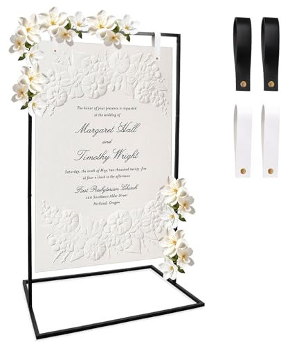 Clyfanesy Chevalet Mariage, Support Robuste pour Panneau de Bienvenue de Mariage, 50 x 30x 20 inches Chevalet en Métal sur Pied, Tableau de Sièges de Marriage Stand de Slogan d'Affiches de Mariage