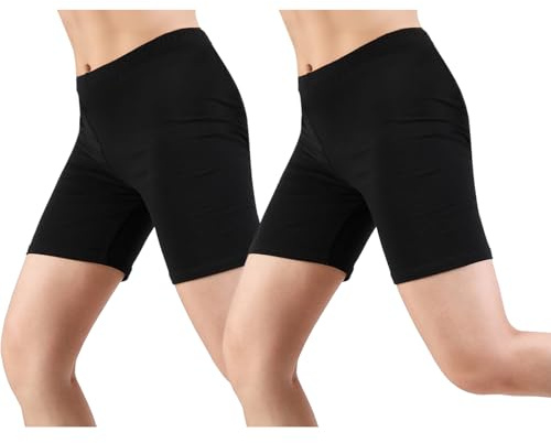 Growmax Girls Cycling Shorts Thicken Cotton Kids Leggings Black Sport Short 2 Pack Soft and Stretchy Schoolwear Dance Yoga PE Under Dress