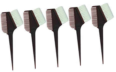 HONITANO Pettini per Tintura Chioma in Plastica Nera Kit 5 Pezzi per Facili da Usare e Impugnare, per Tintura Chioma Fai da Te e Salone Professionale