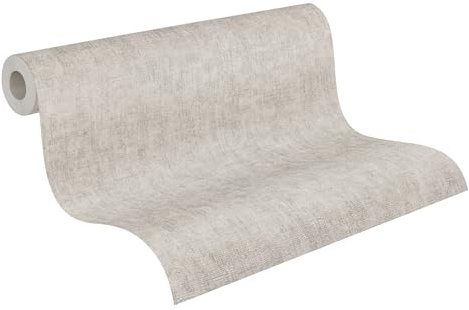 Livingwalls carta da parati TNT con struttura tessile in grigio – carta da parati a tinta unita 10,05 m x 0,53 m design di COSMOPOLITAN – 791093