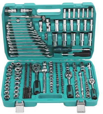 216-Piece Socket Spanner Set, Socket Ratchet Box, Tool Box With Sockets, Ratchet Wrench, Extension Bars, Universal Joints, For Woodworking Tools, Construction, Automotive Repair Or Diy Projects