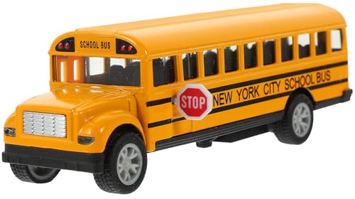 NOLITOY Autobús Escolar de Juguete de Aleación Fundida a Presión, Tamaño Mediano, Color Variable, Modelo Función de Empuje y Avance Automático, Adecuado para Juego y Colección Educativa
