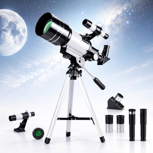 Télescope pour enfants et débutants F30070 - Réfracteur astronomique Télescope avec trépied, filtre lunaire, télescope viseur et accessoires pour l'observation de la lune, l'observation de la nature
