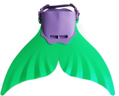 Pinne da sirena in silicone regolabili, pinna rigida con 3 impugnature antiscivolo for nuoto e spiaggia(Green)
