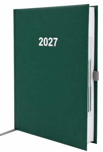 2027 Buchkalender Chefplaner A5 1 Tag 1 Seite auch sonntags grün metallic