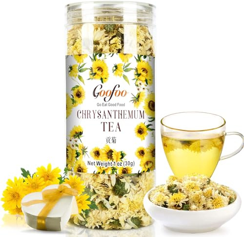 Chrysanthemum Tea, Gongju Edible Chinese Flowers, 菊花, Dried Whole Bulk Tea, Organic Natural, Ideal for Gift, 1 oz