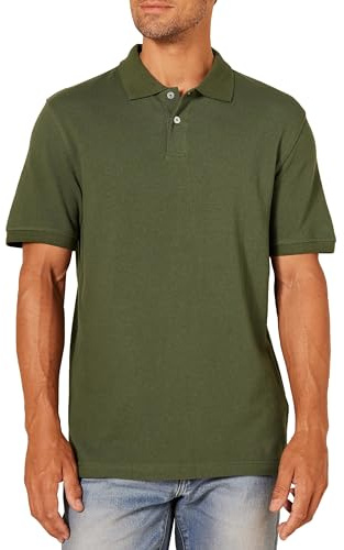Amazon Essentials Men's Slim-Fit Cotton Pique Polo Shirt, Olive, S