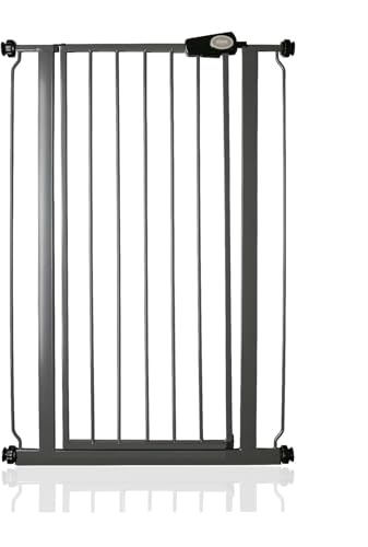 Safetots Extra Tall Narrow Metal Safety Gate Pressure Fit, 68.5cm - 75cm, Slate Grey, 104cm in Height, Extra Tall Stair Gate, Tall Baby Gate, Easy Installation