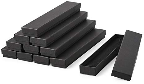 Craftdady 12 cajas de cartón largas rectangulares negras para joyas, con tapa, para pulseras, collares, relojes, regalos, 21 x 4 x 2 cm