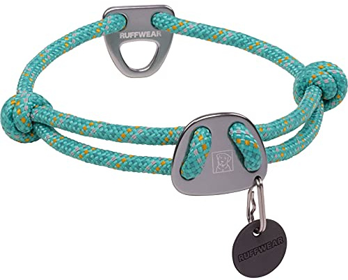 RUFFWEAR Knot-a-Collar, Reflective Adjustable Rope Dog Collar, 20-26, Aurora Teal