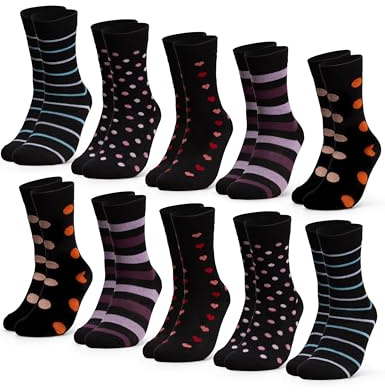 Occulto calze multicolori in Cotone Donna pacco da 10 (modello: Rita)