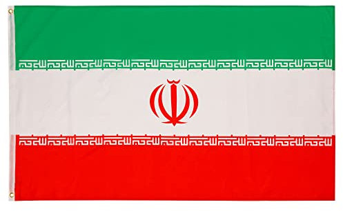 PHENO FLAGS Iran Flagge 90x150cm - wetterbeständige Fahne mit Messingösen, 100% Polyester, robuste Doppelnaht & in lebendigen Farben - ideal für Flaggen-Liebhaber
