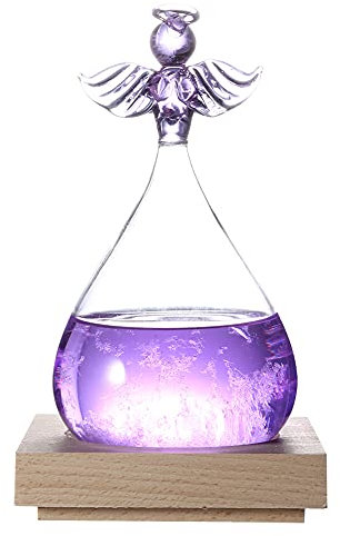 Wettervorhersage-Glasflasche, einzigartiges Geschenk, Sturmglas, Heimdekoration, Engelsform, Ornament, Wassertropfen, Vorhersage, Wetterstation, Desktop-Dekoration, Geschenk zum Geburtstag(lila)