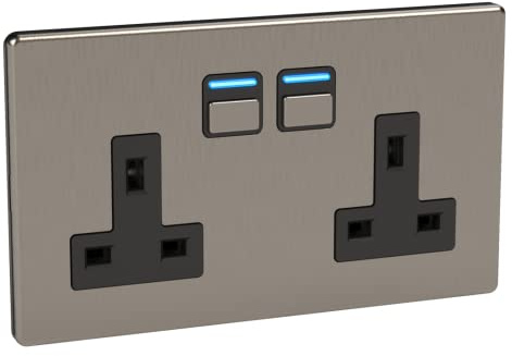 Lightwave LP42MK2 Smart Socket with Energy Monitoring, 3000W, Stainless Steel - Works with Alexa, Google Assistant, HomeKit. iOS & Android Compatible