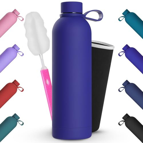 Geepen 750ml Wide Mouth Stainless Steel Water Bottle, Vacuum Insulated Double Walled Metal Water Bottle, 12 Hours Hot and 24 Hours Cold Drink Bottles for Outdoor Sports,