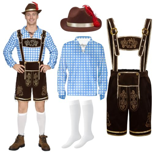 Spooktacular Creations Lederhosen, Oktoberfest-outfit, tysk bayersk dräkt för halloween, ölfestival, fester