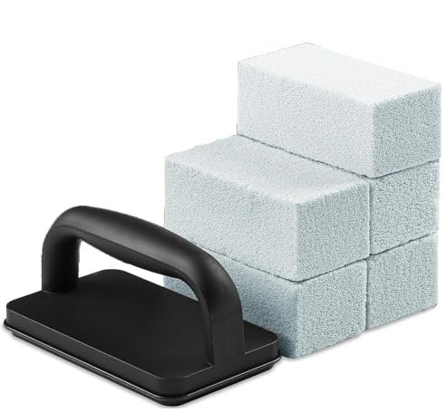 5 Pieces Heavy Duty BBQ Cleaning Bricks with Handle, Scrubbing Pumice Stone for Cleaning Blackstone Flat Top BBQ, Swimming Pool, Sink ﻿