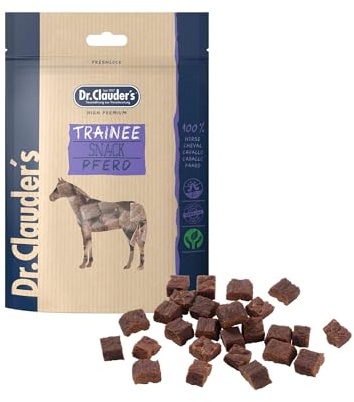 DR.CLAUDER'S – Trainee Snack | Facilmente digeribili in 95% carne con inulina per cani e gatti. Delicati snack essiccati al vapore in sacchetto fresco | 80 g cavallo
