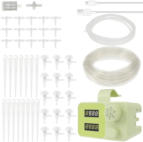 Automatiskt bevattningssystem, automatisk droppbevattningssats med 30 dagars programmerare, LED-display och USB-strömförsörjning, inomhus bevattningssystem för balkong trädgård