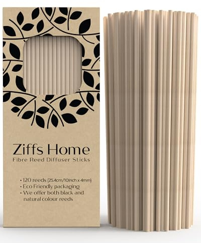 Ziffs Home® 120 Natural Fibre Reed Diffuser Sticks - 25.4cm/10Inch x 4mm - Thick Diffuser Reeds