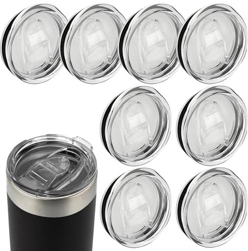 IUSOT 8PCS 20oz Tumbler Replacement Lids, Travel Mug Covers with Sliding Silicone Tops, Spill Proof Tumbler Lid Cup Covers, Cup Lids