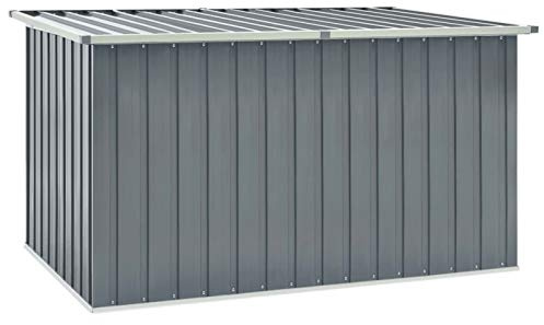 IKAYAA Baúl de Exterior Impermeable 171 x 99 x 93 cm, Baúl de Almacenamiento Exterior XXL, Arcón de Almacenaje Impermeable de Acero Galvanizado para Patio Jardín, Gris