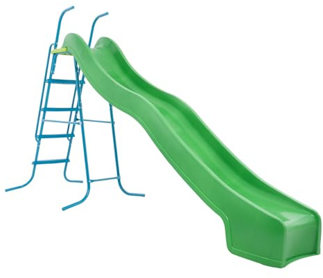 TP 3m Super Wavy Slide & Stepset - Freestanding Extra Long Wavy Garden Slide, Steel Handrail And Stepset. Outdoor Garden Playground, Fun & Safe Backyard Playset Accessory - Age 3 Years+