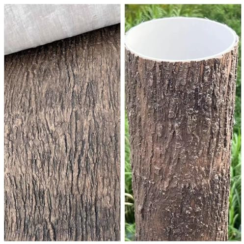 Copertura per Piante in Corteccia d'albero Artificiale 20 x 100 cm, Corteccia Finta in Silicone per Decorazioni Fai da Te a Colonna con Tubo dell'Acqua, per Interni ed Esterni
