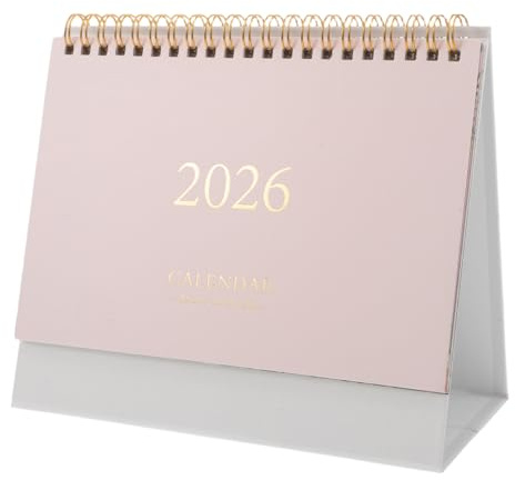 MAGICLULU 2026 Small Desk Calendar Standing Flip Desktop Calendar from July 2025 to December 2026 Stand up Desk with Twin-Wire Binding for Home or Office Pink 7.4x6.6 Inch