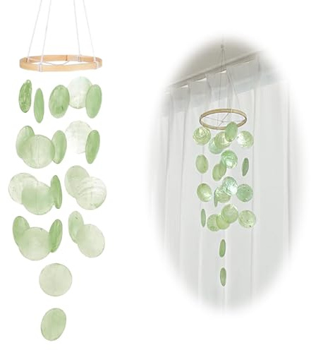 ZHITENG Carillon éolien Coquillage, Carillon a Vent Exterieur 73 cm Fait à la Main Wind Chimes Suspendu Décoration de Jardin, pour Chambre Terrasse Extérieur Maison (Vert)