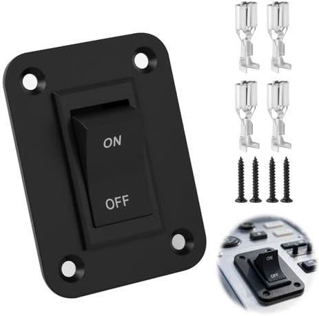 Interrupteur 12v KCD2-7 20A, Petit Interrupteur à Bascule Dpst 4 Pôles, Montage sur Panneau, pour Camping-Cars Remorques Bateaux Voitures avec Boîtier en Plastique Isolant Plaque de Montage Vis Bornes