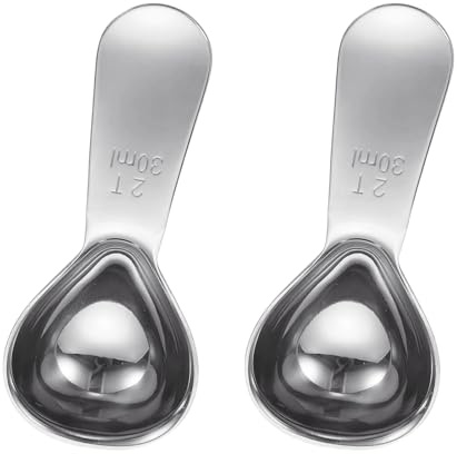 QUARKZMAN 2Pcs Cucchiaio Da Caffè In Acciaio Inossidabile, Cucchiaio Dosatore A Manico Corto 30ml Per Caffè Macinato Tè Zucchero Regali Cucina, Argento